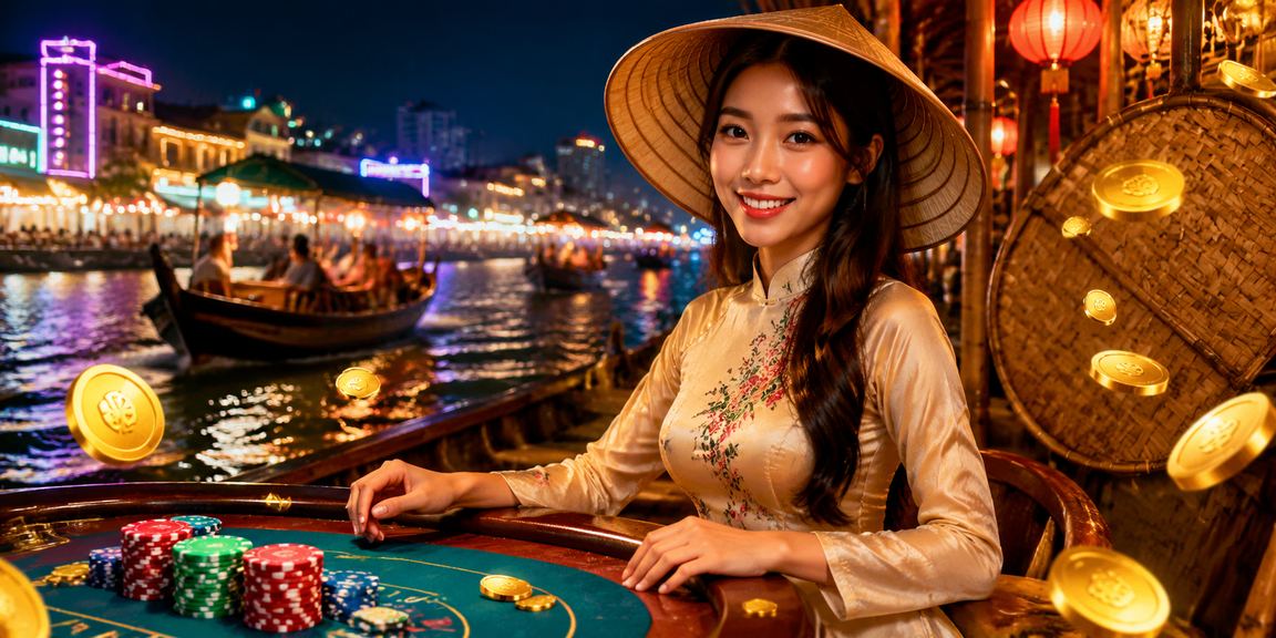 Cảnh đặt cược sòng bạc vùng Đồng bằng sông Cửu Long với nón lá truyền thống