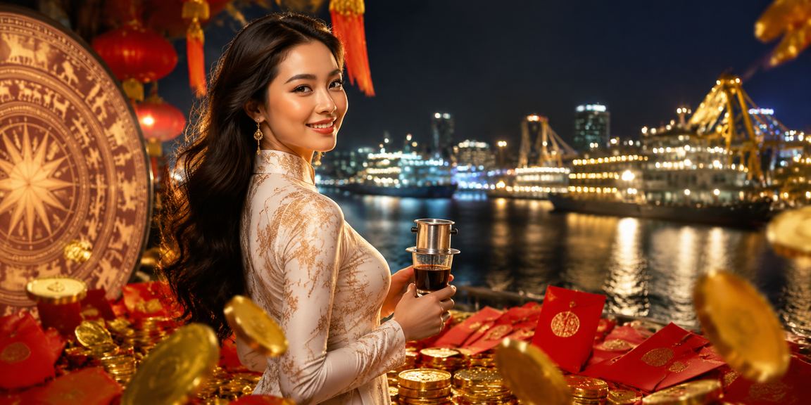 Phong bì đỏ thưởng may mắn và cà phê Việt Nam tại Vũng Tàu